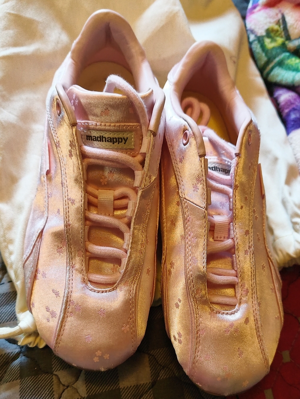 Madhappy Pink Metallic Floral Satin Sneakers